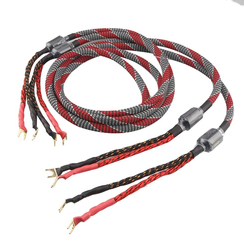 -One Pair Oxygen-Free Copper(OFC)Audio HiFi Speaker Cable HI-FI High-End Amplifier Speaker Cable: Y plug