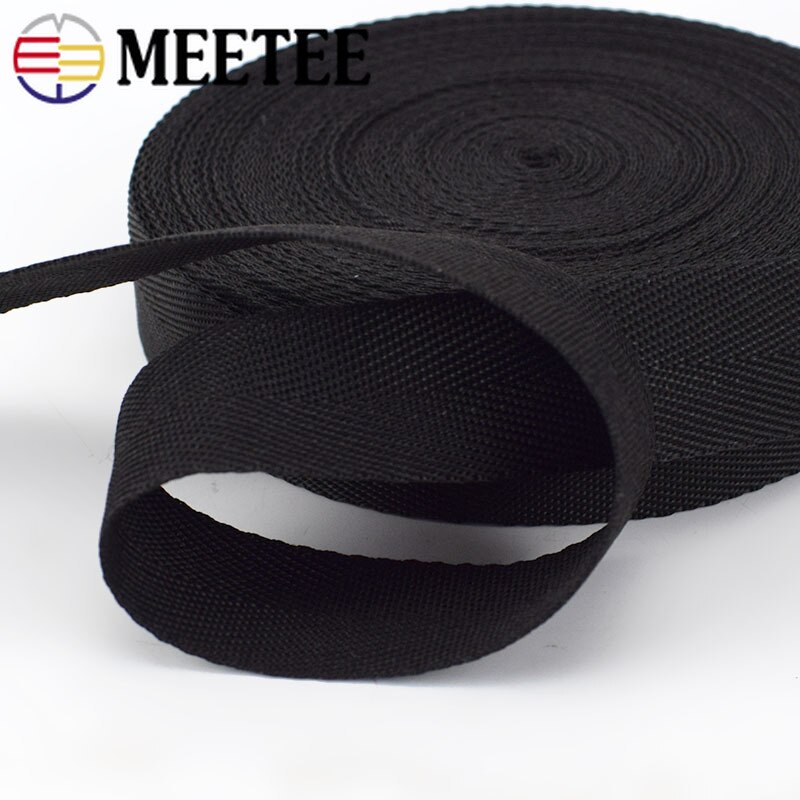 18M 0.9 Mm Dikke Zwarte Polypropyleen Pp Singels Lint Band Band Tape Voor Rugzak Knapzak Riem Diy Kleding Naaien accessoires