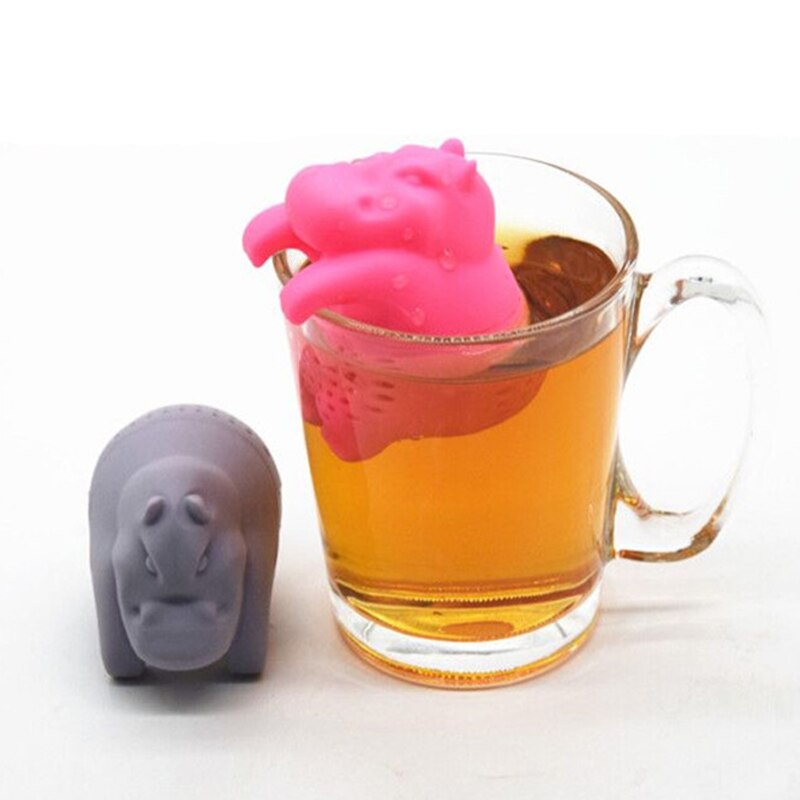 1Pcs Siliconen Theezeefje Herbruikbare Hippo Shaped Thee-ei Koffie Herb Filter Lege Thee Zakken Losbladige Diffuser Accessoires