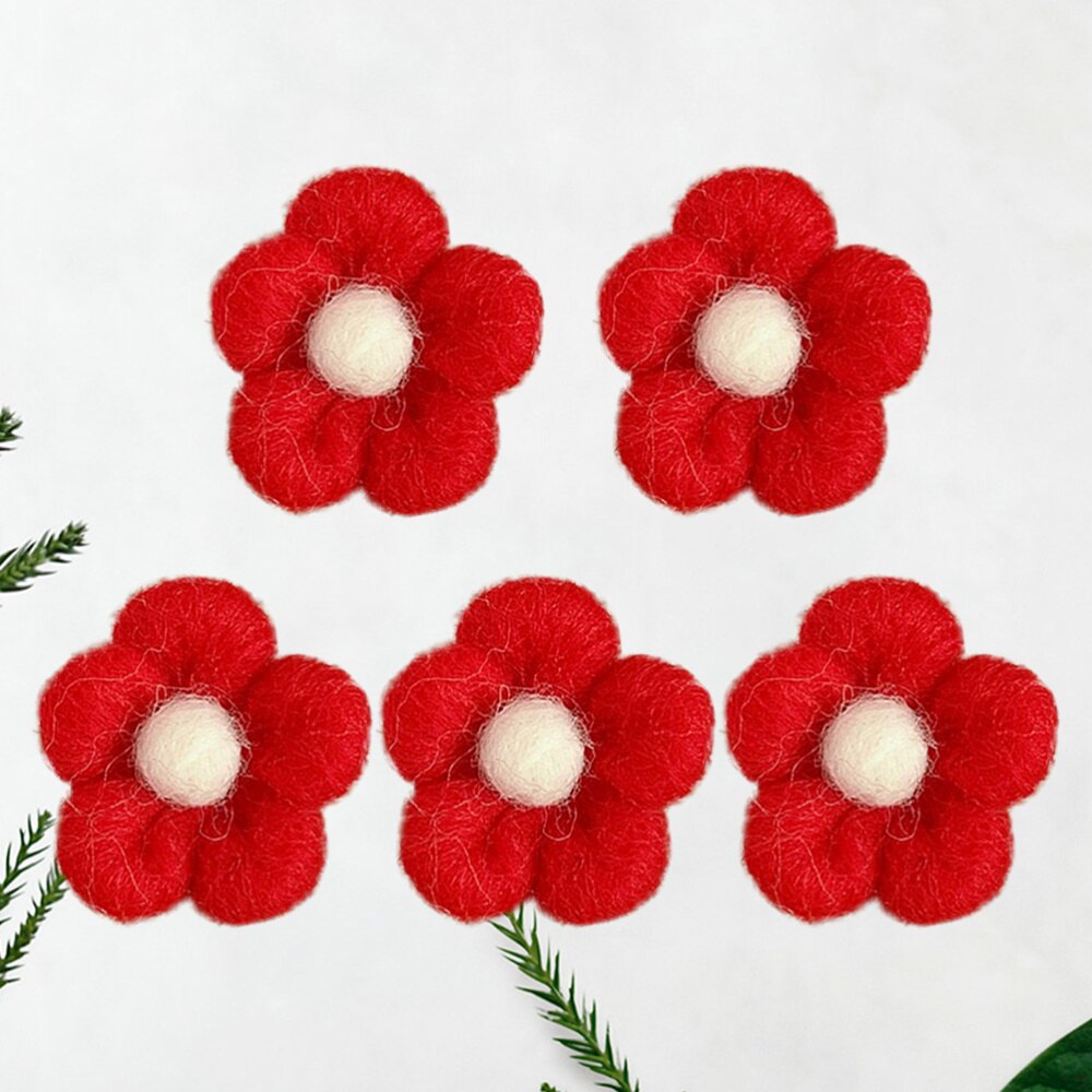 5Pcs Vilt Broche Schattige Bloem Vormige Breastpins Kids Broche Corsage Kleding): Red