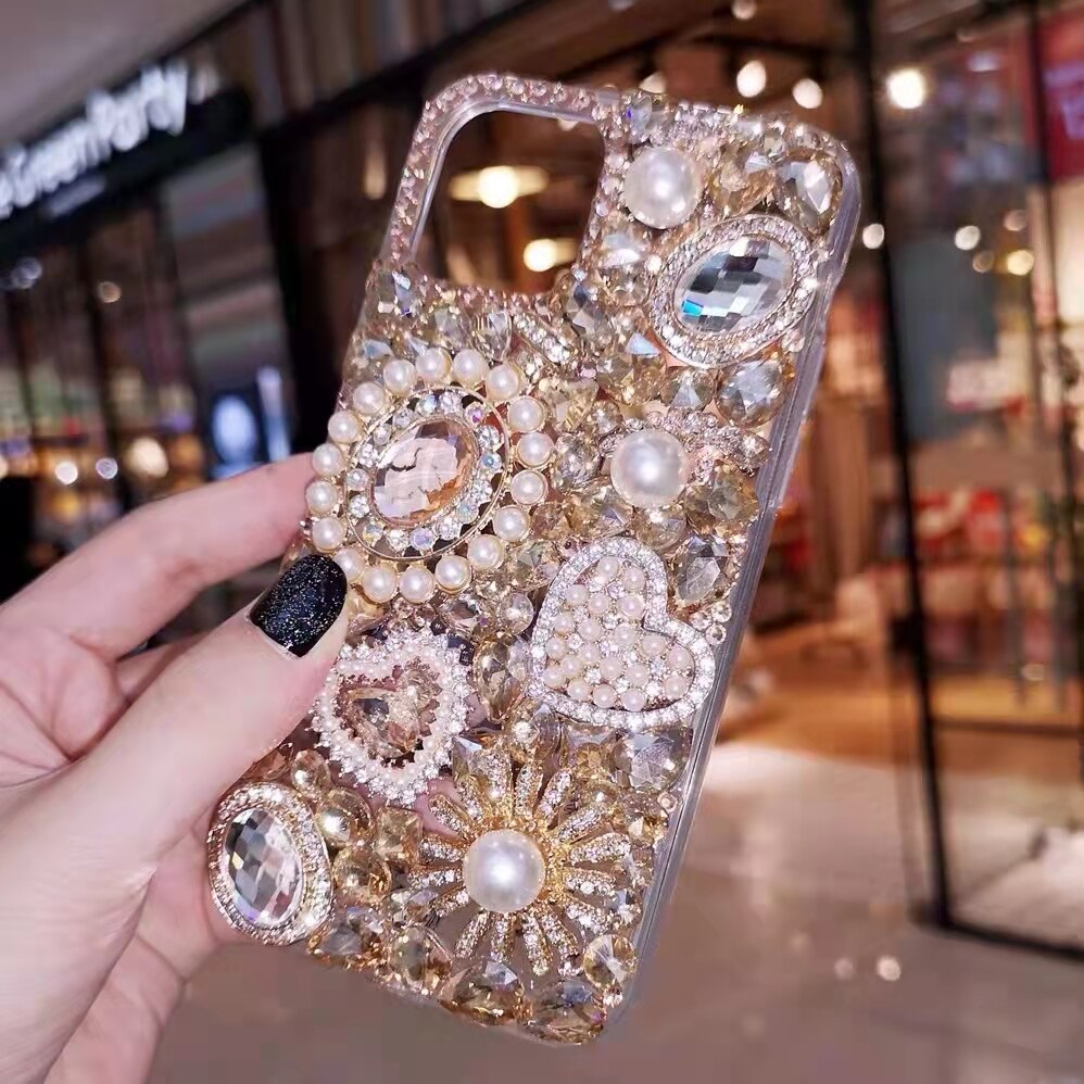 Sunjolly Diamond Case Voor Oppo F17 A53 A32 Reno4 Pro A93 4G Realme C11 C12 C15 Bling Champagne strass Telefoon Cover Coque