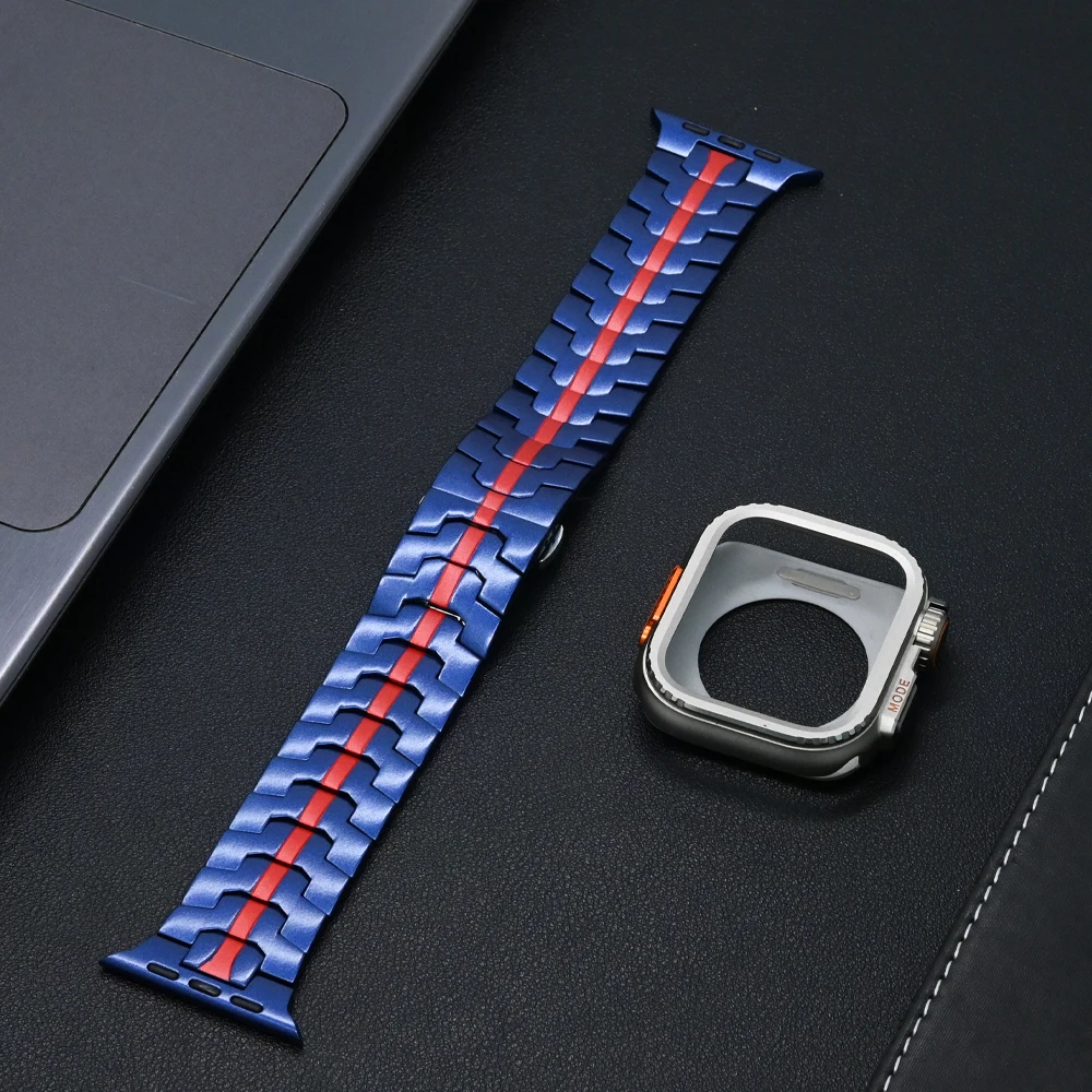 Roestvrij stalen band voor Apple Watch-band 49 mm 46 mm 45 mm 44 mm Vlindergesp Link-armband + kast Iwatch 10 9 8 7 6 5 Se Ultra: Beige / 14mm