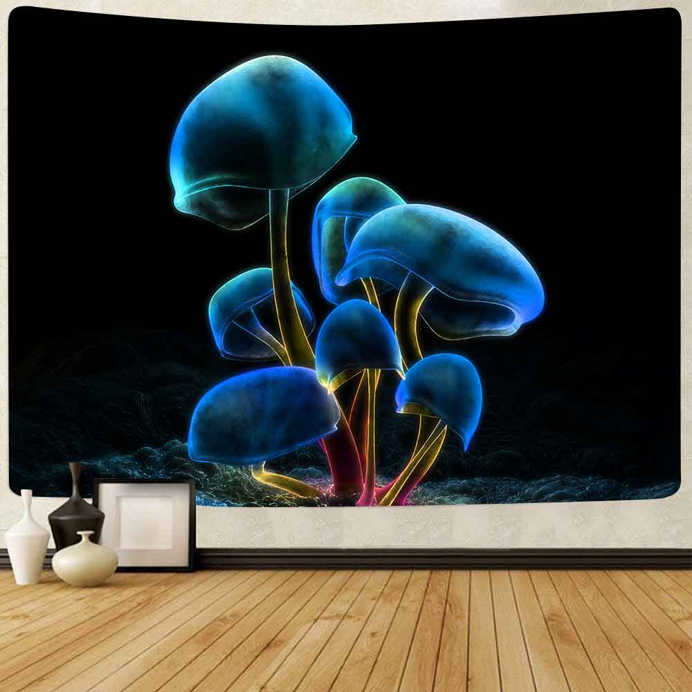 Simsant Trippy Mushroom Tapestry Great Ocean Wave Kanagawa Wall Hanging Tapestries for Living Room Bedroom Home Decor