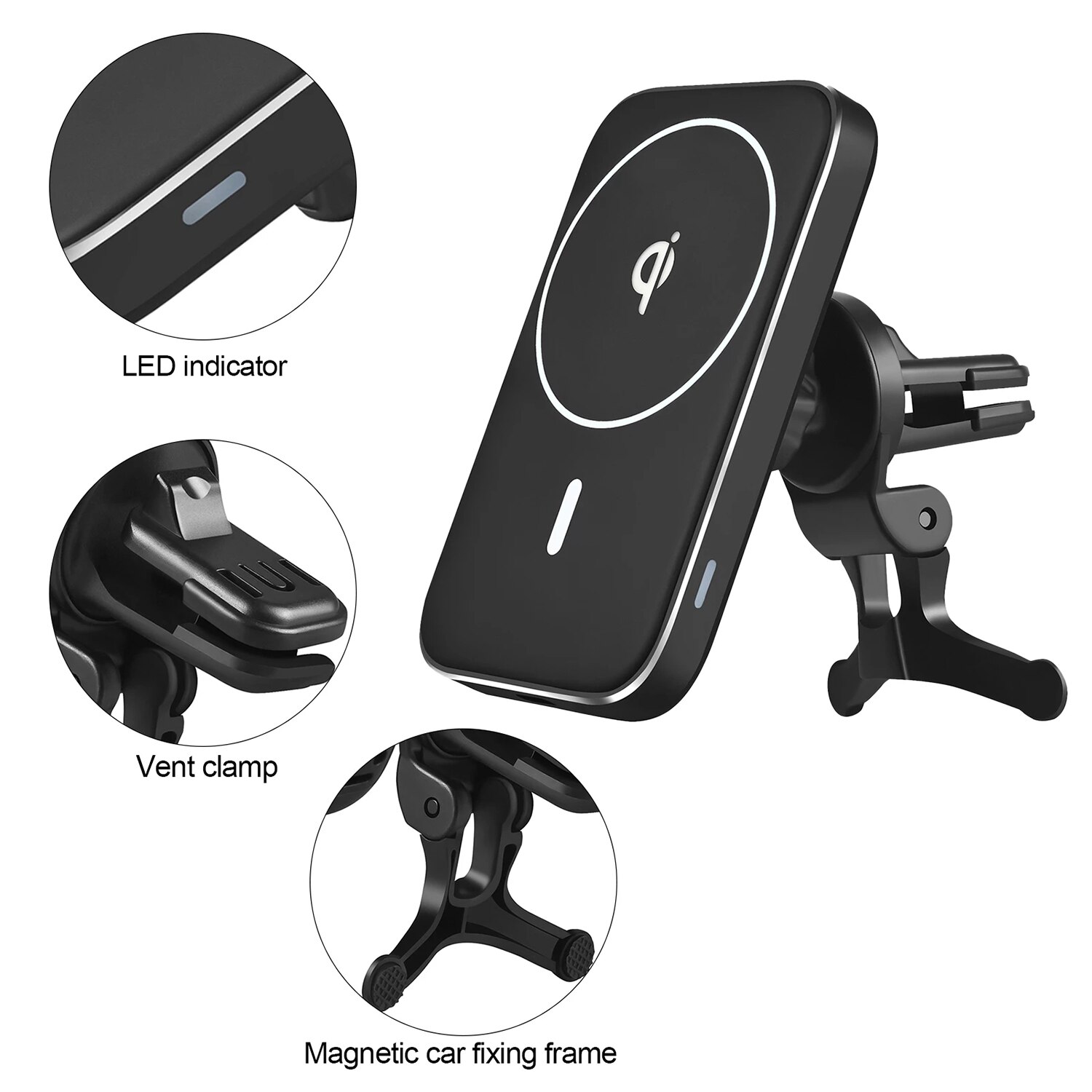 Drahtlose Ladegerät mag Für Sicher Für iPhone 12 13 Profi Max Auto Telefon Halfter Magnetische Ladegerät 15W QI Schnelle Ladung Drahtlose Ladegerät
