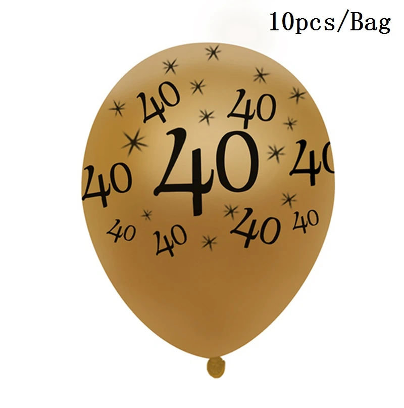 Cheer 40 Black Gold Balloon Happy Birthday 40 Years Balloons 40th Birthday Party Decoration Adults Foil Latex Baloon 40 Birthday: Olive