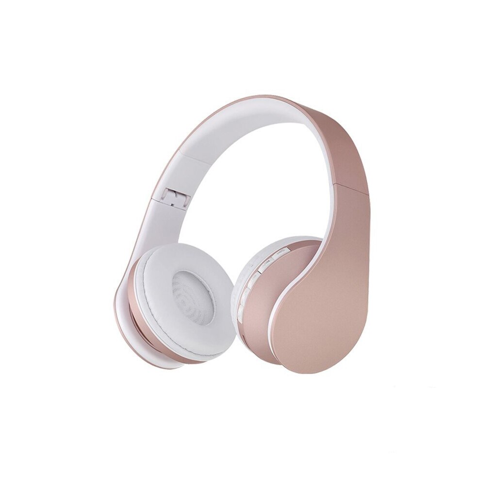 Or rose sans fil bluetooth ecouteurs stéréo pliable casque sur oreille casque FM radio TF carte avec microphone pour téléphone: rose gold