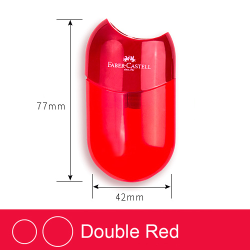 -afilador de lápices de doble agujero, bolígrafo transparente, cuchillo Kawaii, chico lápices para estudiantes, herramientas de corte, papelería, suministros escolares: Double Red