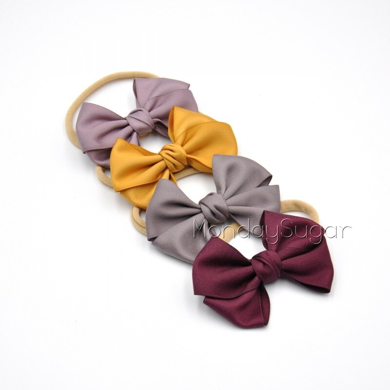20pcs/lot 3.5inch Handmade Baby Bows Nylon Headband Baby Girl Hair Accessory Infant Hair Band