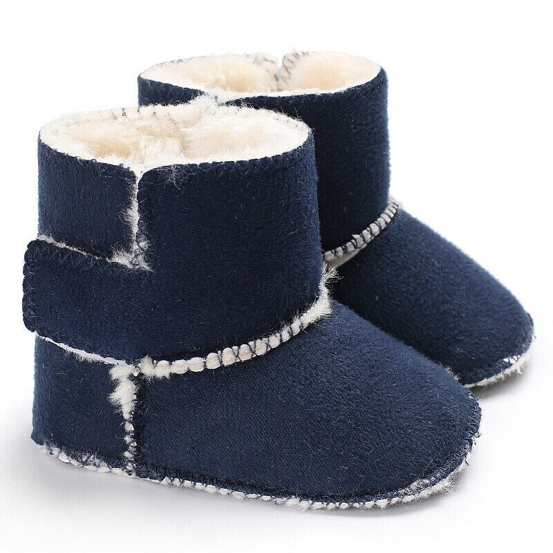 Brand Baby Laarzen Winter Jongen Meisjes Baby Zachte Zool Snowboots Warme Schoenen Peuter Laarzen Solid Ankle Haak Dikke mode: Dark Blue / 13