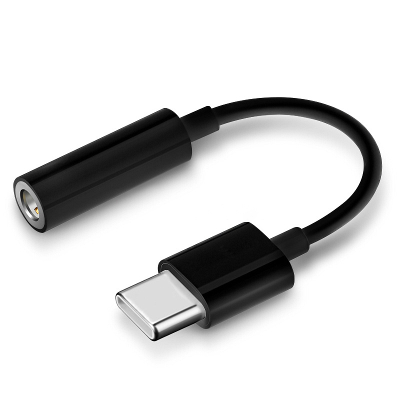 Adapter typu C do 3,5 mm Kabel audio typu C do gniazda 3,5 mm Cyfrowy dźwięk umożliwia słuchanie muzyki Oglądanie telewizji Rozmowy głosowe: Black