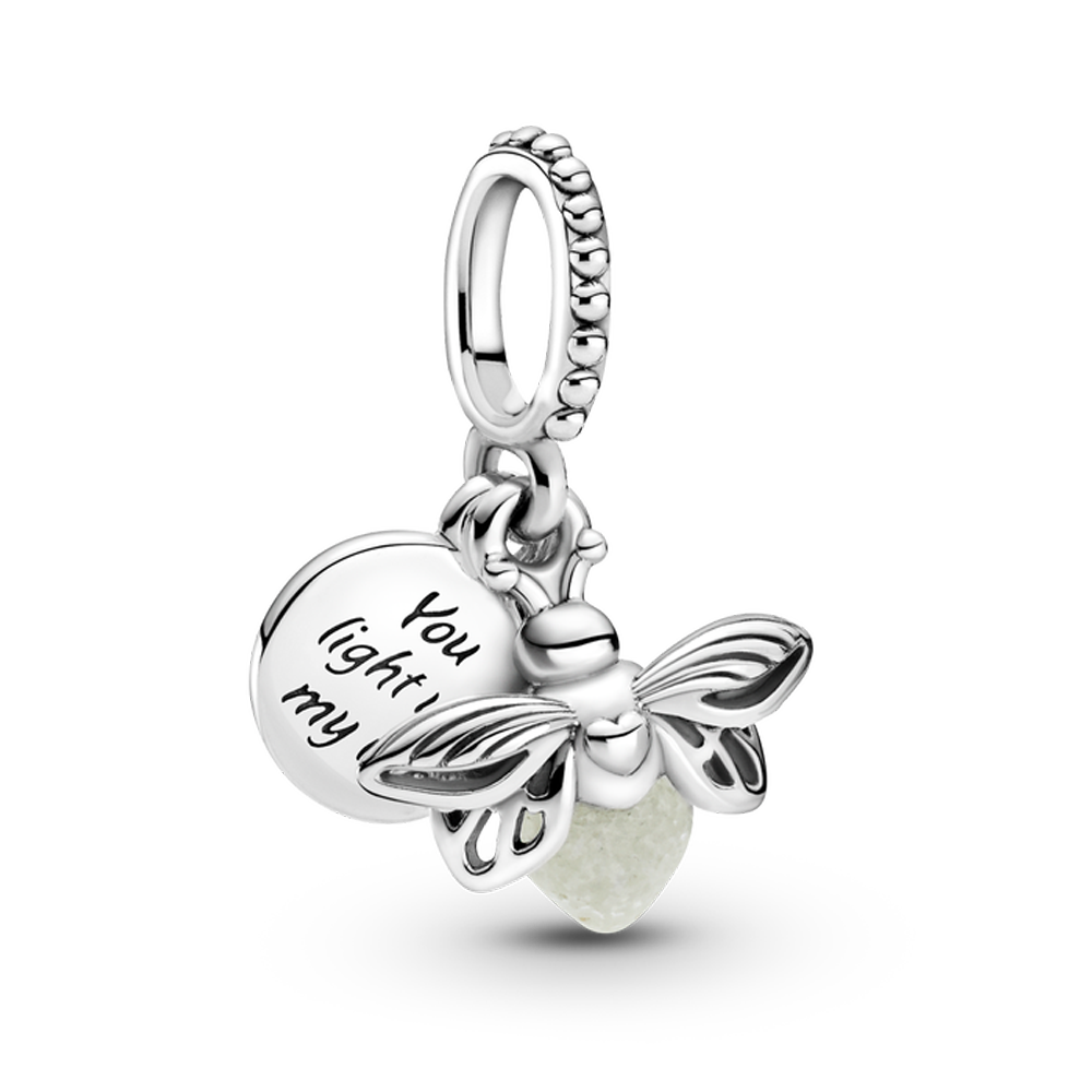 925 Sterling Silver Shiny Zircon Beads firefly Charm Will shine Jewelry For Bracelets