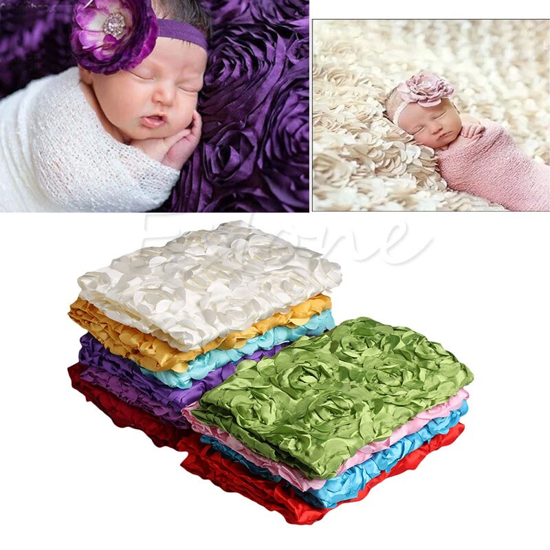 Bébé photographie couverture -né bébé 3D photographie accessoires tapis Photo Rose fleur toile de fond couverture
