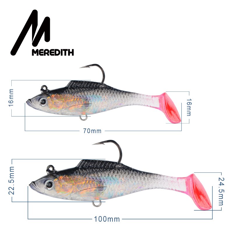 MEREDITH petit poisson DD 70mm 100mm leurres de pêche au plomb T queue leurres de pêche souples crochet unique Wobblers artificiels appâts de pêche