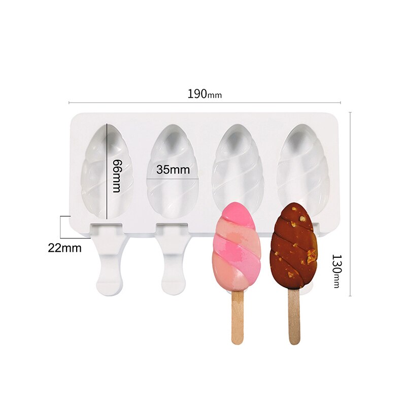 4 Cell Silicone Ice Cream Mould Diy Mold Ice Cube Tray Barrel Dessert Ice Cream Mold With Popsicle Sticks and Bags: New-3
