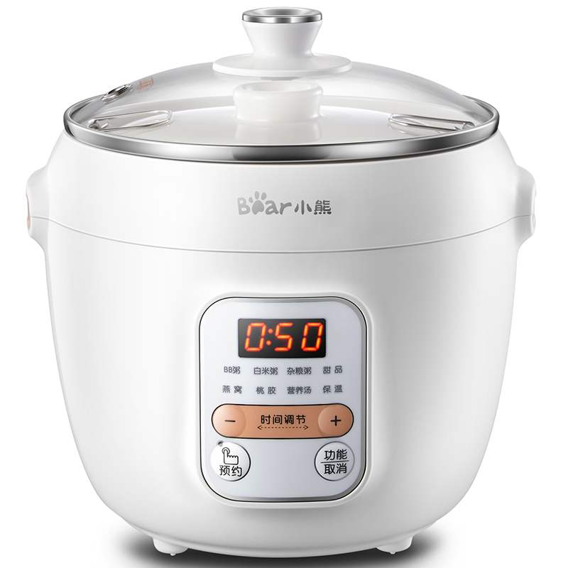 220V Electric Stewing Pot Automatic Ceramic Household Slow Stewing Pot Porridge Maker 1L Multi Cooker EU/AU/UK/US Plug: white / US