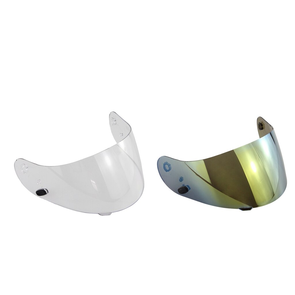2pcs Motorcycle Helmet Visor Shield for HJC AC-12/CL-SP/CL-15/CL-16/FS-10/IS-16/CS-R1/CS-R2 Models (Clear+Gold)
