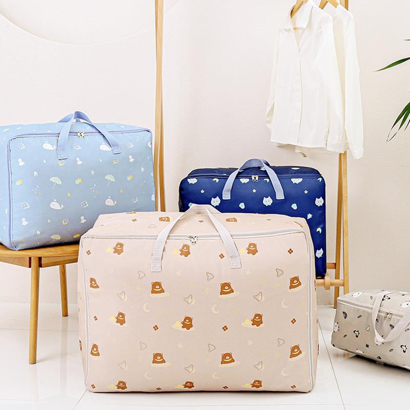 Thickened Quilt Storage Bag Durable Move House Organizer Handle Winter Clothing Storage Zipper Moisture-Proof Household Foldable