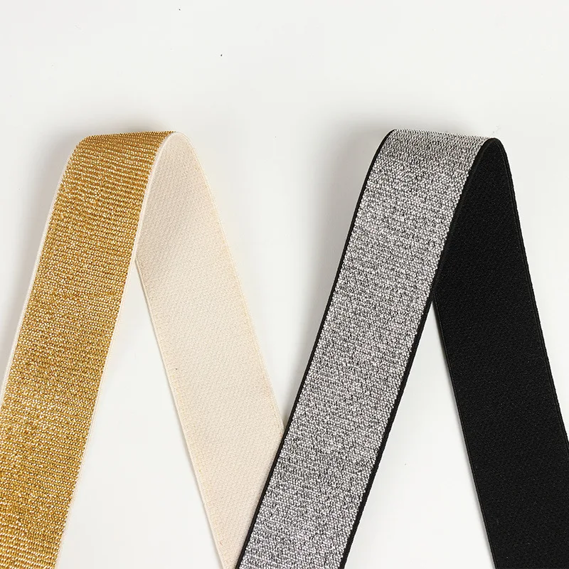 5Yards Glitter Elastische Spandex Band Goud Zilver Elastische Lint Bra Strap Lingerie Jurk Diy Naaien Trim Craft Tailleband Elastische