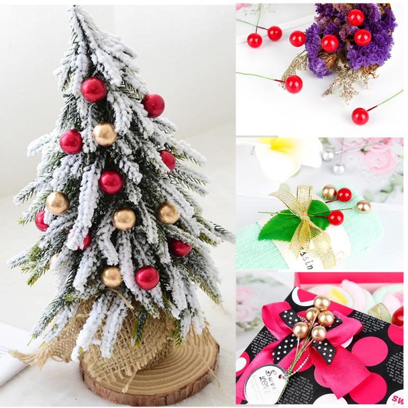50pcs/100Pcs/lot Artificial Berry Vivid Red Holly Berry Berries Home Garland Simulation Plant Wedding Garden Decoration