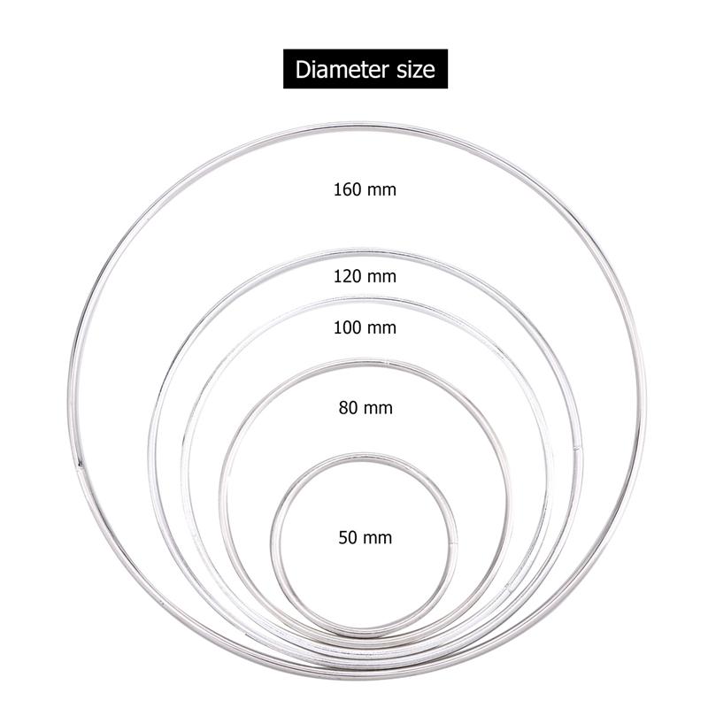 Anneau attrapeur de rêves en métal 5 pièces cerceau artisanal en macramé accessoires à créer soi-même (50mm, 80mm, 100mm, 120mm et 160mm)