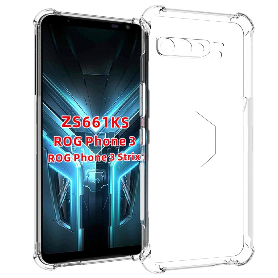 Transparante Telefoon Gevallen Voor Asus Rog Telefoon 3 Strix ZS661KS Case + Gehard Glas Zachte Gel Skin Protection Clear Silicon cover