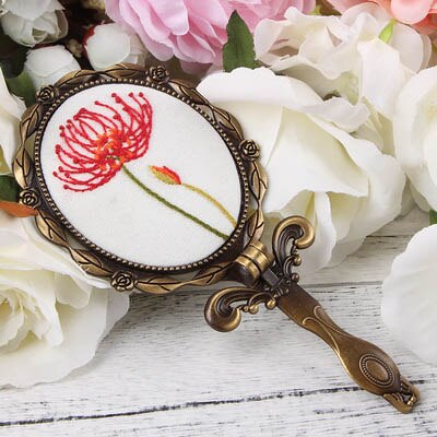 Kit de fleurs bricolage style paysage | Broderie, miroir de maquillage pliant, point de croix, pierreries, balançoire à la main, artisanal, décoration de maison: 6