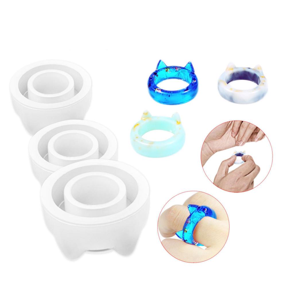 3pc katt diamant platt formad ring hängande diy silikonform diy fyllning epoxiharts för smycken gör harts formar