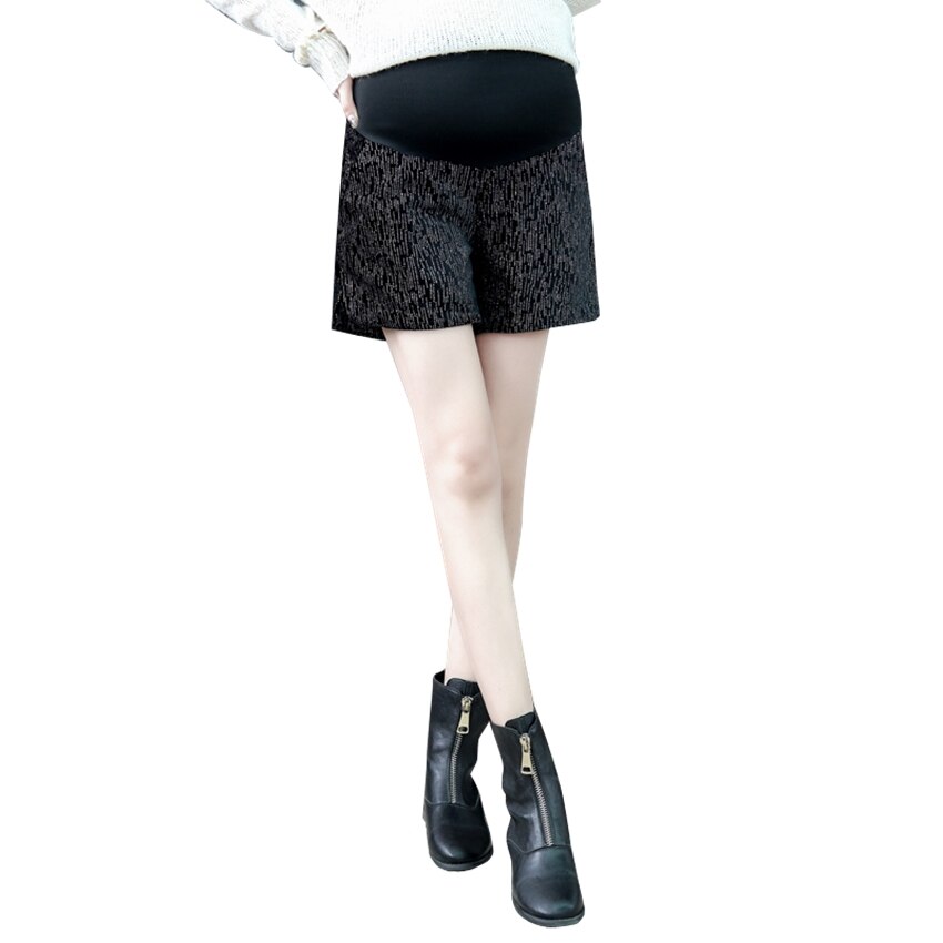 Pantalones cortos de terciopelo dorado con tachuelas de diamante para mujeres embarazadas, pantalones cortos sueltos de pierna ancha, levantamiento de estómago, otoño e invierno, novedad de