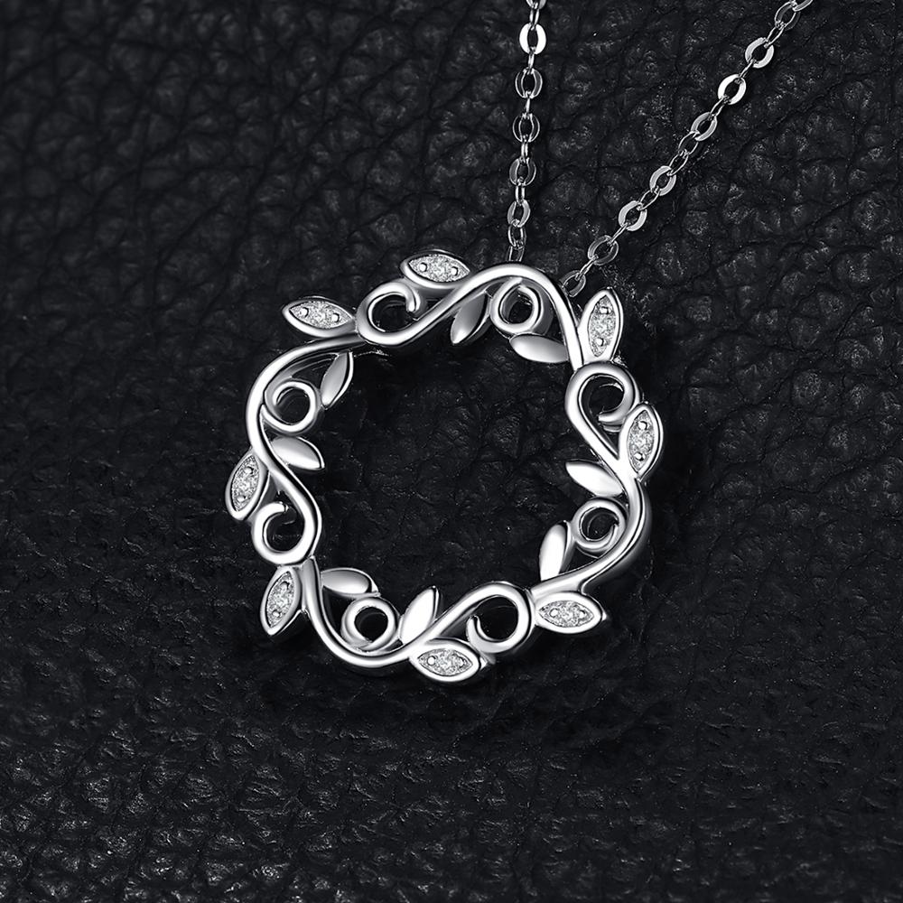 Jewelrypalace Bloemen Blad Cirkel 925 Sterling Silver Cubic Zirconia Hanger Ketting Olijftak Hanger Voor Vrouwen Geen Ketting
