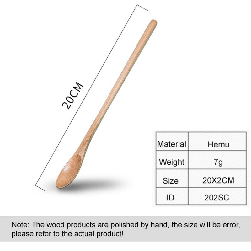 Wooden Lotus Long Handle Spoon Coffee Spoon Stirring Spoon Wooden Spoon: Light Grey