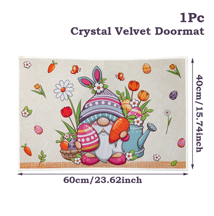 1Pc Crystal velvet Lovely Happy Easter Door Mat Motif Entrance Pad Bath Rug Area Carpet For Kitchen Balcony Terrace Home Decor