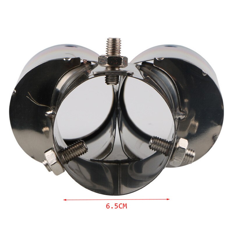 63Mm Auto Styling Uitlaten Uitlaat Staart Keel Pijp Tip Platte Universele Rechte Rvs Dual Outlet Uitlaat