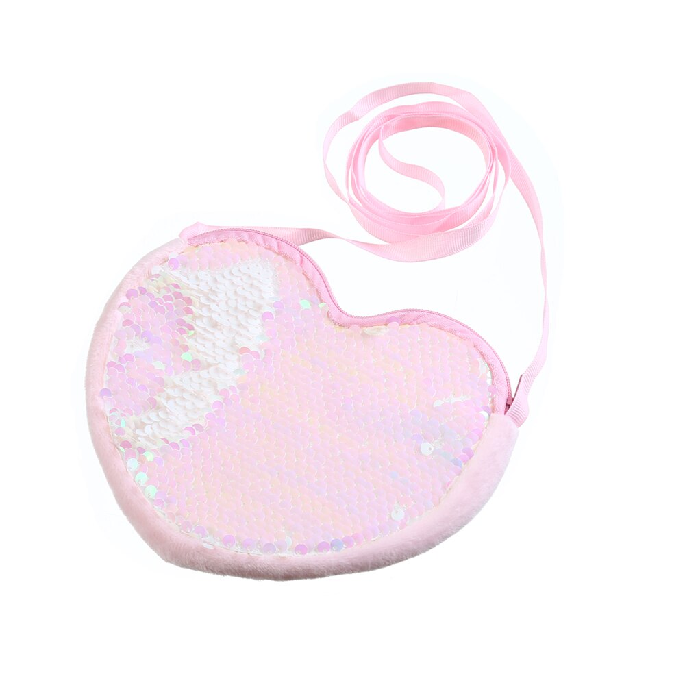 Kind baby meisje tas portemonnees liefdeshartjes pailletten crossbody portemonnee portemonnee clutch tassen: Roze
