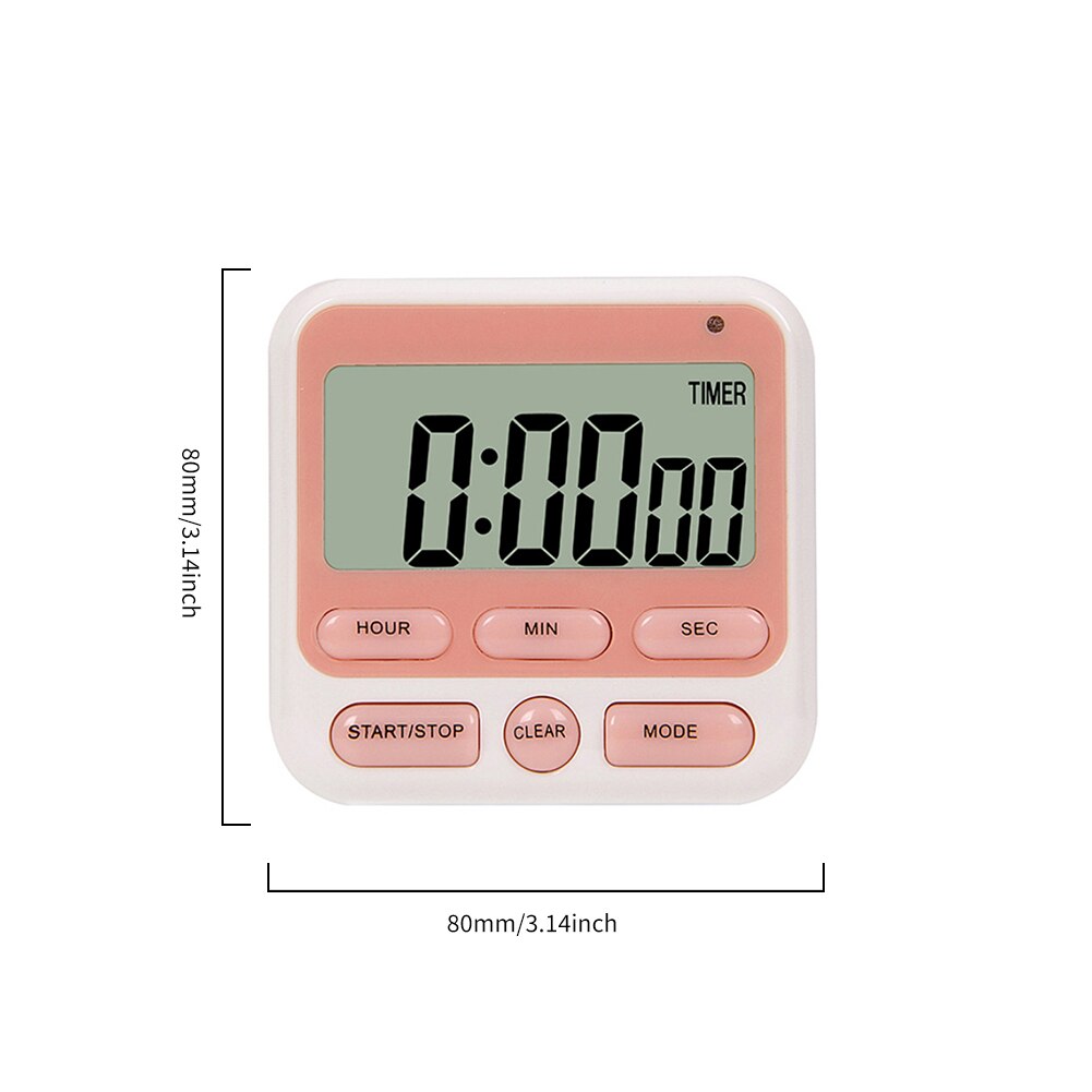 Digital Stopwatch Kitchen Cooking Count Up Countdown Timer Alarm Reminder Clock Timer Strong Magnet Back for Cooking: Pink