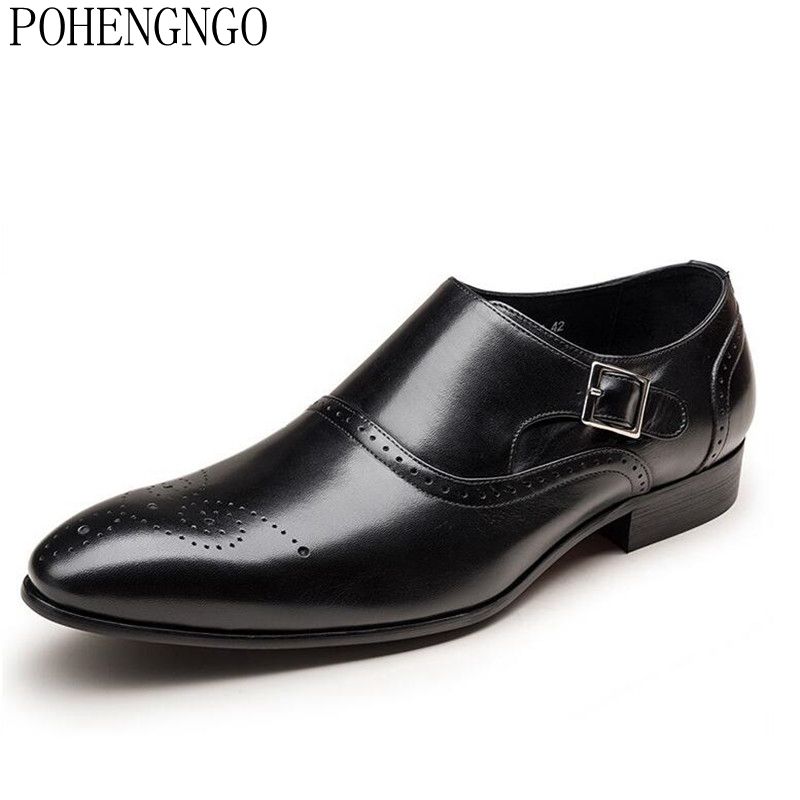 Big Size 38-48 Retro Men Classic Business Formal Shoes PU leather Men Oxford Dress Shoes Gentleman's Monk Strap Shoes: Black / 9