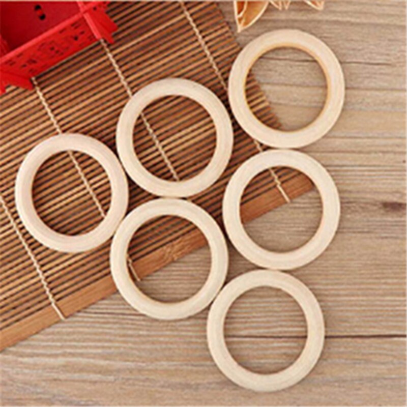 5Pcs Baby Bijtringen Natuurlijke Veilige Houten Baby Tandjes Ring 70Mm Ketting Armband Diy Ambachtelijke Houten Ring Speelgoed Bijtring baby Cadeau