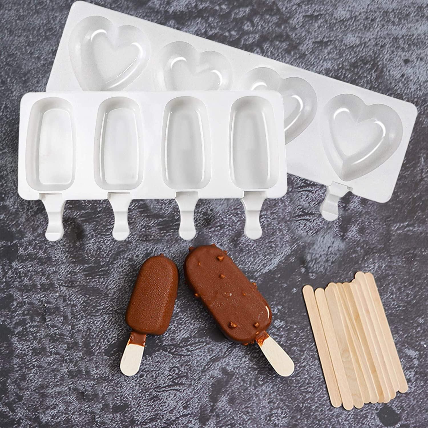 4-Cavity Popsicle Mold 2Pcs Ijs Maken Tool Set Diy Bakvorm Popsicle Cakevorm Te schoon Candy Bar: B-6