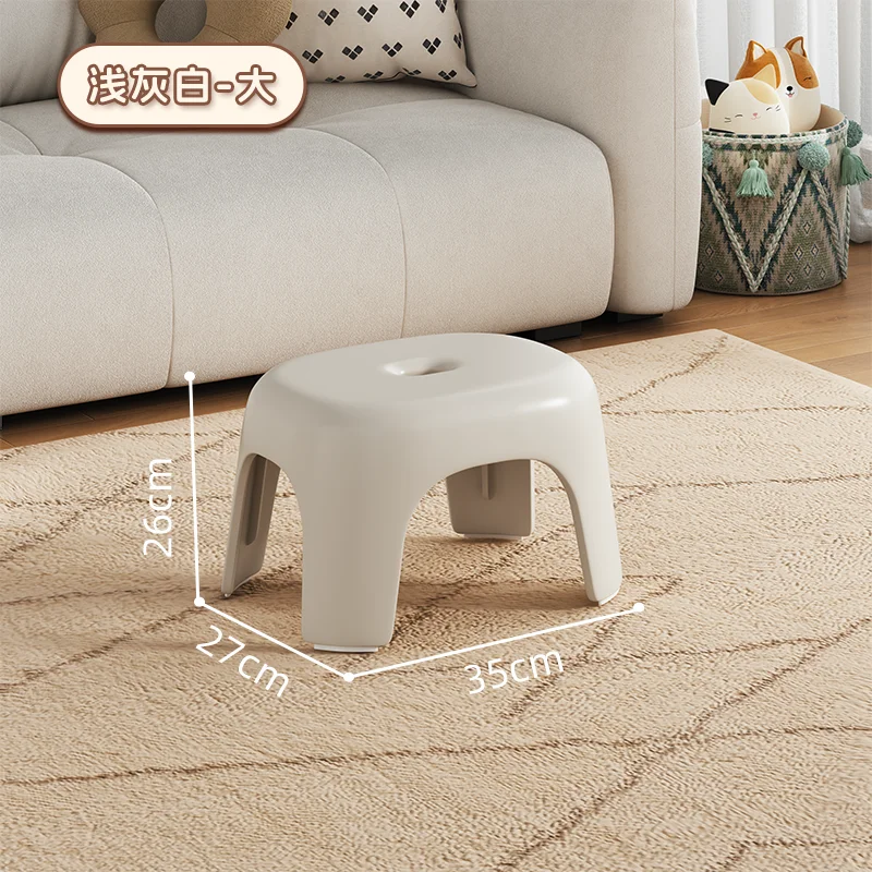 Taburete pequeño de plástico grueso para el hogar, mesita para café de sala de estar, taburete apilable, habitación de alquiler para baño: Pulir
