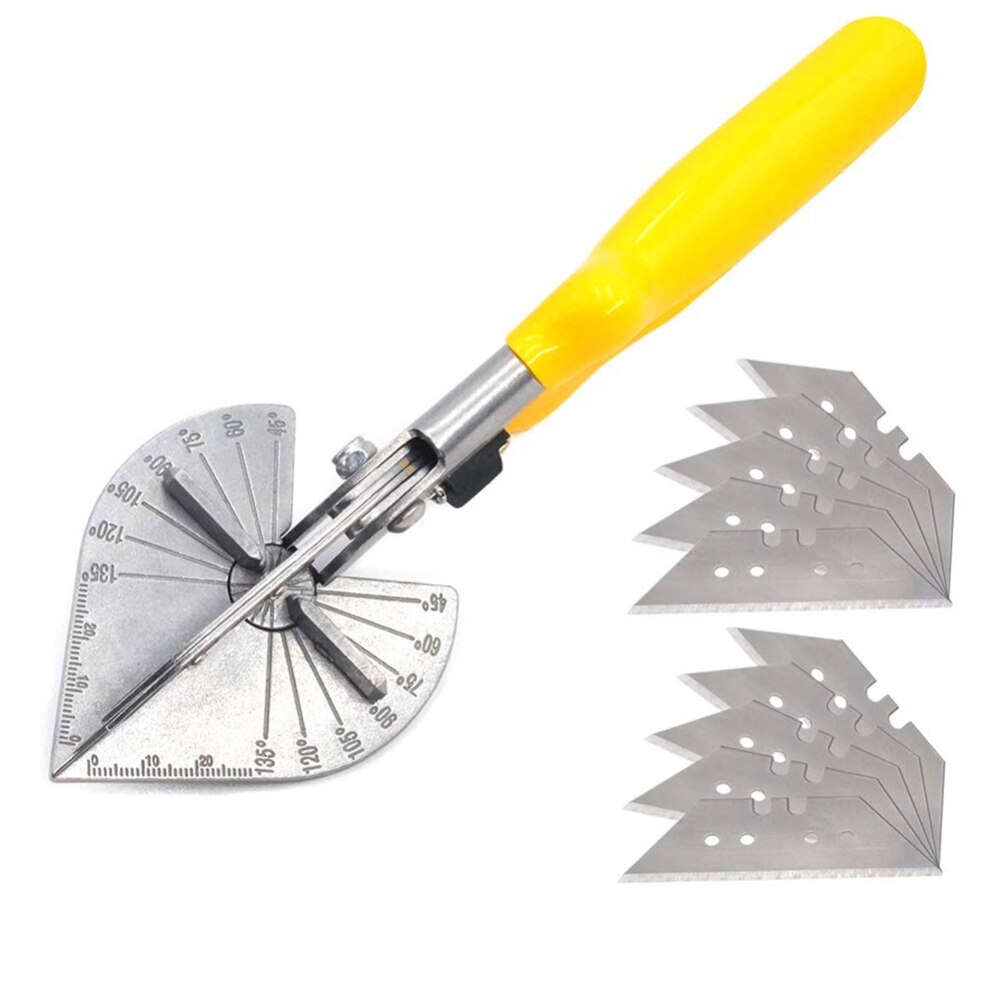 Tool Steel PVC Multi Angle Miter Cutter Hand Shear Trim Tools 45-135° with 10 Spares Blade for Plumbers Electricians Carpenters: Silver
