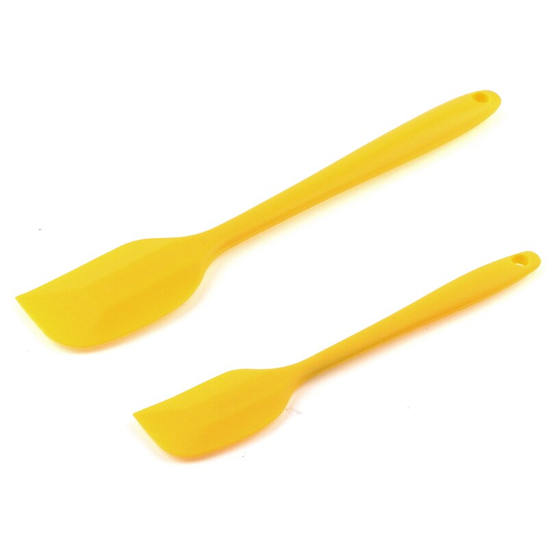 2pc siliconen schrapers beslag schraper borstel boter mixer cake kwasten bak keukengerei room cake spatel mixen: Geel