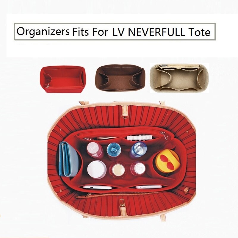 Fits for NEVERFULL PM MM GM Tote Felt Cloth Insert Bag Organizer Makeup Handbag Organizer Travel Inner Mommy Cosmetic Bags