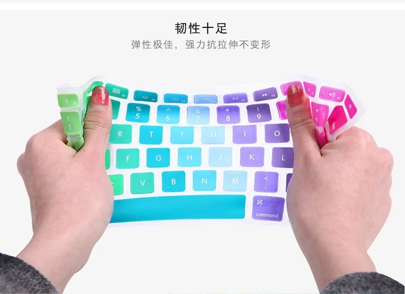 Rainbow US English letter colorful Silicone keyboard cover for macbook air 12 Pro 13 Non Touch Bar A1708