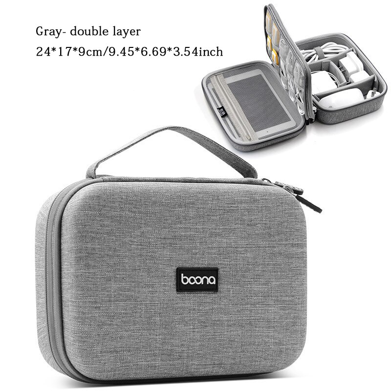 Eva-doppelschicht-usb-tragbare reise-organizer-tasche für digitale elektronik, aufbewahrungstasche für elektronikzubehör, gadget-hüllen