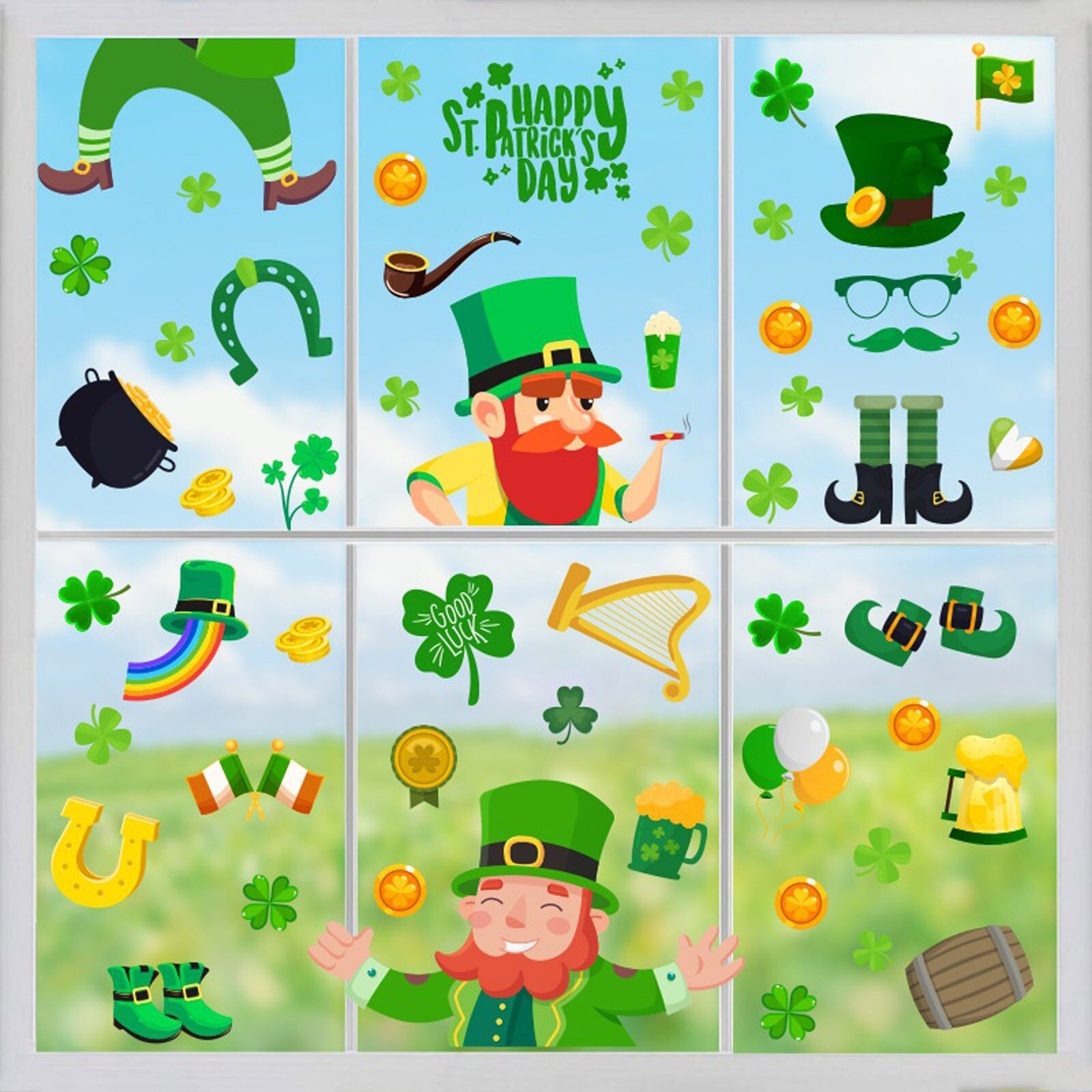 Window Stickers Irish Irish Day Party Decortion Set Of St. Patrick's Day... – Grandado