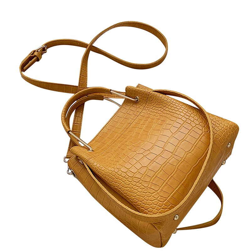 Krokodil aufbringen Eimer Tasche Frauen Tasche Griff Tasche Damen Mini Schulter Tasche Weibliche Alligator Umhängetasche: Gelb