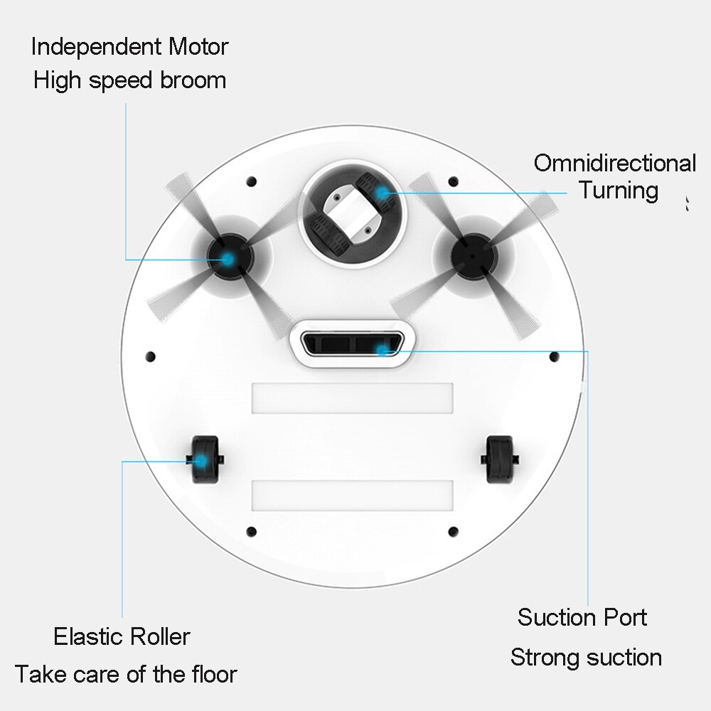 Robot Vacuum Cleaner Automatic Robotic Smart Wireless Sweeping Vacuum Cleaner 2000Pa Powerful Suction Dry Wet Cleaning Machine