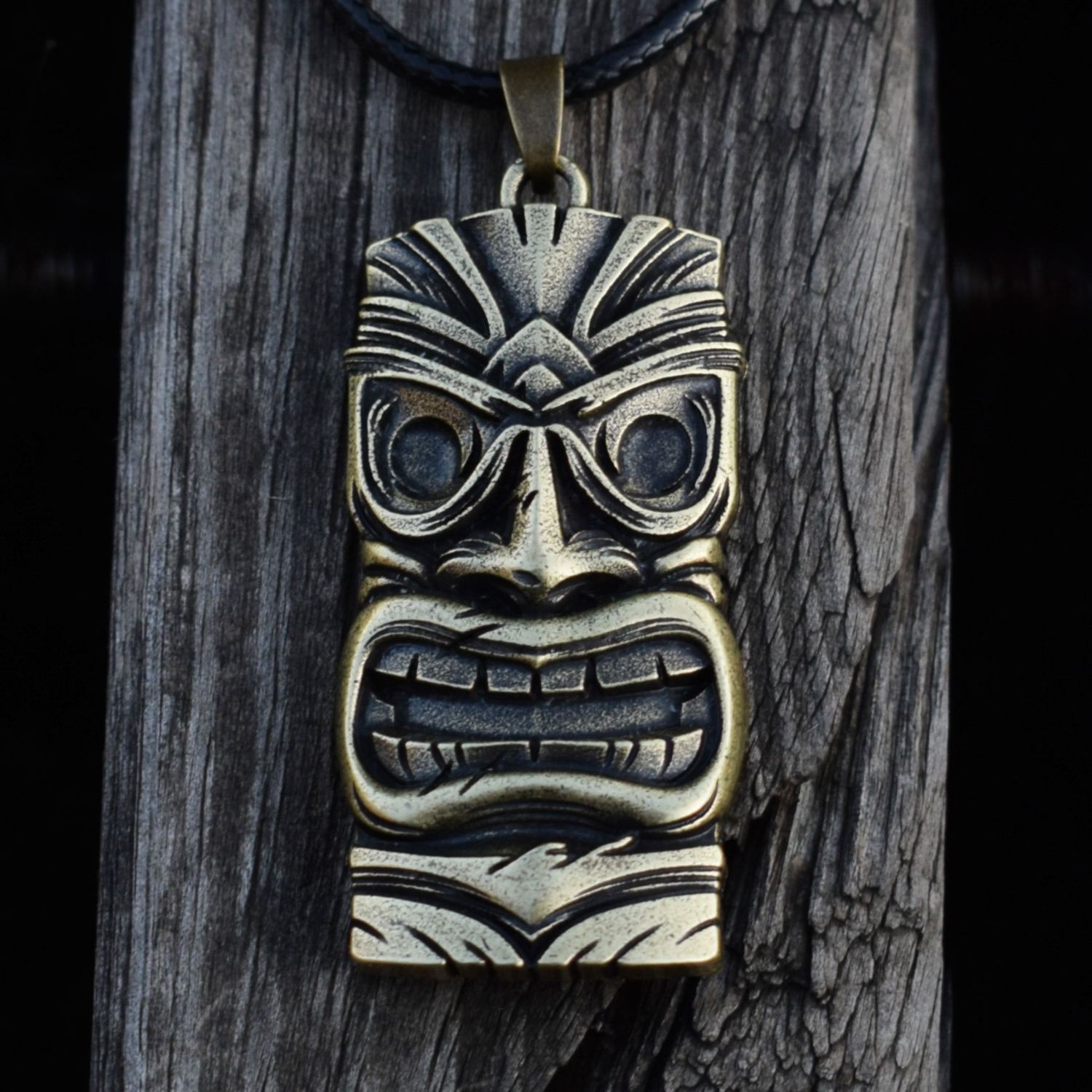 Hawaiianska traditionella tribal tiki mask hänge halsband för män / kvinnor smycken