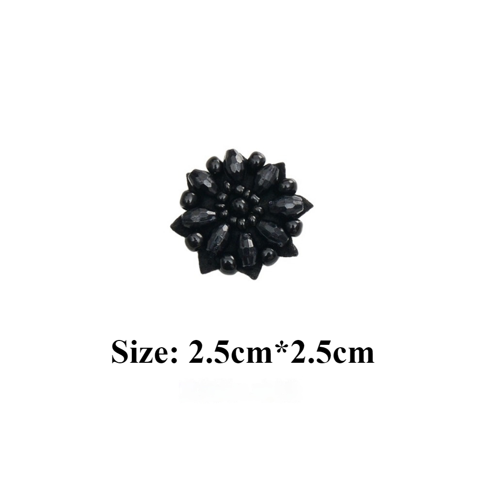 Cuentas hechas a mano, cuentas simples negras, tubo, flores, hojas, estrella, pegatina de tela pequeña, ropa, pantalones, decoración, parche con agujero: Cobre envejecido