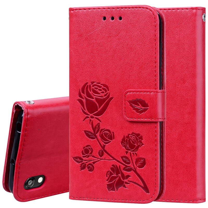 Huawei Y5 Case Luxury Leather Wallet Flip Case for Huawei Y5 Y 5 AMN-LX9 AMN-LX2 AMN-LX1 3D Flower Flip Case: Red