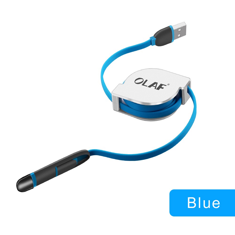 2 In 1 Micro Usb Intrekbare Kabel Voor Iphone X Xs Draagbare Opladen Kabel Voor Samsung Xiaomi Mobiele Telefoon Oplader kabel: Blue Cable